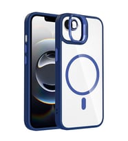 Coverzone iPhone 16E ile Uyumlu Z-Etro MagSafe Wireless ?arj Destekli, G��l� Manyetik Tutucu, Stand Olabilen, Kamera Lens Hediyeli Koruyucu K?l?f Lacivert