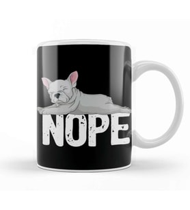 French Bulldog Nope 05 Kupa Bardak Porselen
