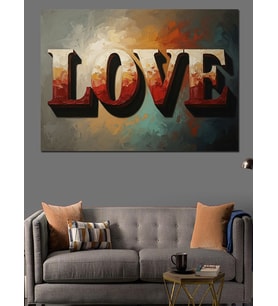 Büyük Harflerle Kabartma Love Yazısı Dekoratif Kanvas - Mdf Ahşap Tablo