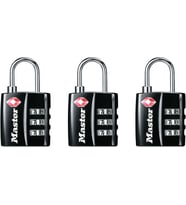 Master Lock Siyah Tsa Onaylı Geniş Kilit Gövdeli Ve İnce, Dayanıklı Çelik Kelepçe, Sırt Çantaları Iç (Standart)