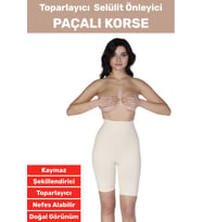 Özel Üretim İz İç Göstermez Kaymaz Sıkılaştırıcı Toparlayıcı Selülit Önlemeye Yardımcı Paçalı Korse (Bej)