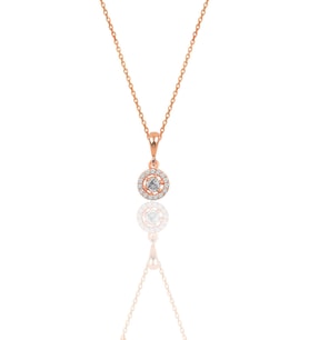 Gümüş rose zirkon taşlı pırlanta montürlü kolye SGTL12494ROSE