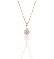 Gümüş rose zirkon taşlı pırlanta montürlü kolye SGTL12494ROSE