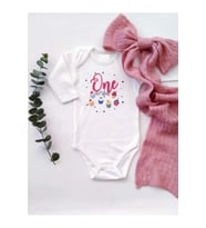 Pembe Onederful 1 Yaş Doğum Günü Uzun Kol Organik Baskı Bebek Body