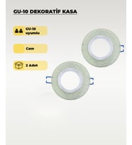 Su Yeşili GU10 Uyumlu Kristal Cam Spot Kasa (2 Adet) – Dekoratif Gömme Tavan Uyumlu