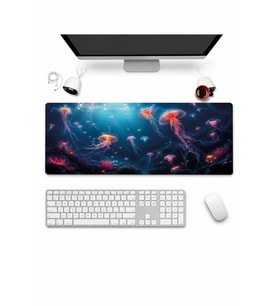 SonicTouch Klavye Mousepad 32x70cm Dikişsiz Pürüzsüz Sıvı Geçirmez Kaymaz Taban Işıltılı Derinlikler