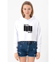 G-Dragon Rich Kids Beyaz Optik Kadın Crop Kapşonlu (A.Beyaz)