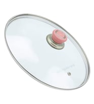 Tencere Tava Cam Kapak 18 cm ve Pembe Tutma Tepe (Beyaz)