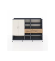 Hyperion Dolap 10 Raflı 2 Çekmeceli 2 Kapaklı 220x44x163 Antrasit-Aytaşı/Çam
