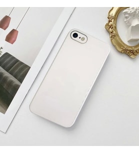 iPhone 7-8 Parlak Cam Kamera Korumalı Telefon Kılıfı (Beyaz)