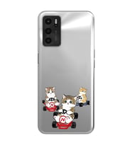 Oppo A16 / A55 Uyumlu Kediler Araba Tasarımlı Şeffaf Telefon Kılıfı