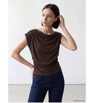 LCW Comfort Kahverengi Dökümlü Yaka Büzgülü Bluz