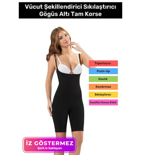 İz Göstermeyen Kaymaz Toparlayıcı Destekli Vücut Şekillendirici Sıkılaştırıcı Gögüs Altı Tam Korse (Siyah)