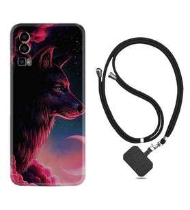 General Mobile Gm 23 Kılıf Resimli Boyun Askılı İpli Desenli Silikon Wolf and Moon 1380