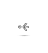 925 Ayar Gümüş Rodyumlu Minimal Üç Mekik Taşlı Lotus Tragus Piercing Küpe