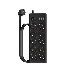 Çoklu Priz 10 lu + 3 USB + 1 Type-C 3680W 16A Anahtarlı Akım Korumalı Uzatma Prizi (2 Metre Kablo) FTR14