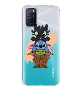 Oppo A52/A72/A92 Uyumlu Sevimli Baby Yoda ve Stitch Desenli Şeffaf Telefon Kılıfı