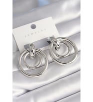 Pirinç Gümüş Renk Halka Model Kadın Küpe (Karışık)