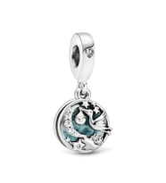 Nur Silver Mavi Mineli Bebek ve Leylek Gümüş Charm NUR-BL01004