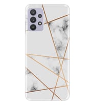 Kılıfland Samsung Galaxy A32 Kılıf Silikon Resimli Kapak White Marble Mermers With Triangle Stok 1195