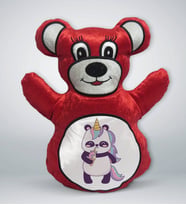 BK Gift Panda Tasarımlı Kırmızı Ayıcık Yastık-1