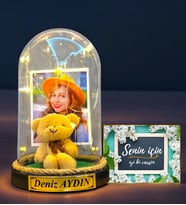 Kişiye Özel Led Işıklı Fanus ve Senin İçin Hediye Kartı - Kişiye Özel Hediye Seti (Model 8)