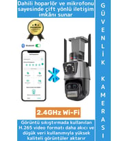 Ev Ofis İş Yeri Gece Modu Çift Ekran İzleme Hareket Algılama 2.4GHz Wi-Fi 3 Lens Güvenlik Kamerası