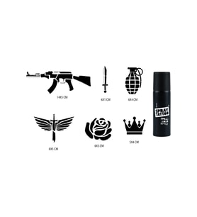 Silah ve Kanat Spray Tattoo Geçici Sprey Dövme Seti