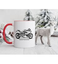 BK Gift Kişiye Özel Motorcu Temalı Kırmızı Kupa Bardak-12, Arkadaşa Hediye, Sevgiliye Hediye