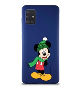 Samsung Galaxy A51 Soft Premier Kapak Mickey Mouse-G Tasarımlı Silikon Kılıf - Lacivert (Şeffaf)