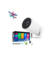 Beyaz Taşınabilir Sinema Projektörü 1280x720P, Bluetooth, Android 11 destekli