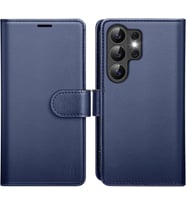 Lexroo Samsung Galaxy S26 Ultra ile uyumlu Kılıf 360 Tam Kaplar Deri Dokulu Kapaklı - Lacivert