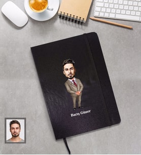 Kişiye Özel Öğretmen Karikatürlü Siyah Defter Bay-17