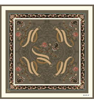 Kemer Zincirli Desen Black Seri Twill Eşarp Eşarp Askısı ile Birlikte 90x90 cm B
