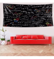 Matematiksel Formüller Fonksiynlar Leke Tutmaz Kadife Doku Kumaş Duvar Örtüsü Duvar Halısı Tapestry (Siyah)