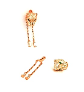 İtalyan tasarımı 925 ayar gümüş rose pırlanta ışıltısında zirkon taşlı earcuff Kaplan küpe