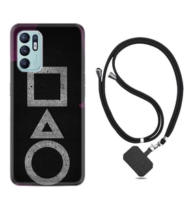 Oppo Reno 6 Kılıf Silikon Boyun Askılı İpli Desenli Silikon Game Begin 1799