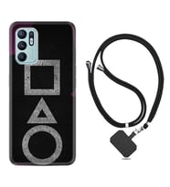 Oppo Reno 6 Kılıf Silikon Boyun Askılı İpli Desenli Silikon Game Begin 1799