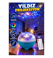 Bluetooth Hoparlörlü Yıldız Projeksiyon Gece Lambası – Uzaktan Kumandalı Döner LED Işık Efektli