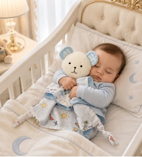 EL YAPIMI SEVİMLİ AYICIK MÜSLİN UYKU ARKADAŞI ERKEK BEBEK YENİDOĞAN HEDİYELİK