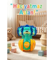 Sevimli Aslan Hacıyatmaz Oyuncak Yeşil - Sesli ve Çıngıraklı Sallanan Bebek Denge Oyuncağı