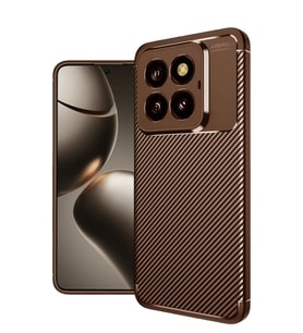 Newface Xiaomi Mi 14T Pro Kılıf Auto Focus Karbon Kapak - Kahverengi