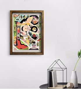 BK Gift Modern Soyut Tasarımlı Doğal Masif Ahşap Çerçeveli Tablo 45x65cm-15