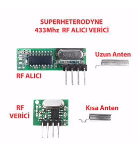 433Mhz RF Alıcı Verici RX470C + WL102 + Antenler 20 - 200 Metre