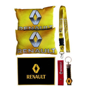 Renault uyumlu Dijital Baskılı Araç Boyun Yastık  Renault Araç Oto Aksesuar (Sarı)