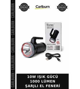 10W IŞIK GÜCÜ 1000 LÜMEN ŞARJLI EL FENERİ Şarj Edilebilir Ev Aydınlatması Kullanışlı Lamba