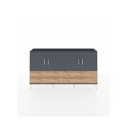 Arges Konsol 6 Raflı 6 Çekmeceli 4 Kapaklı 176x30x99 Antrasit-Antrasit/Çam