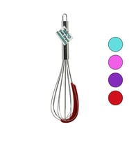 Krom Saplı Çelik Metal Çırpıcı - Renkli Silikon Kazıyıcılı - 30 cm