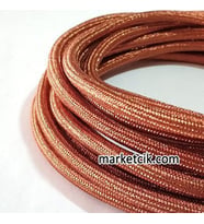 Marketcik 2x0,50mm Bakır Renk Dekoratif Örgülü Kumaş Kablo, 1 Metre