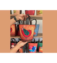 Kuş Figürlü Kova Model Çanta Etnik Bohem Style - KAHVERENGİ